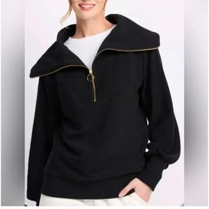 Varley Vine Quarter Zip Black Ribbed Sweater